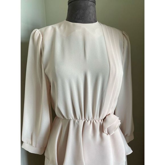 Vintage Nude Dress w Feminine Detailing - Picture 2 of 10